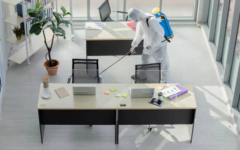 Professional disinfection service in a Fairfield County office