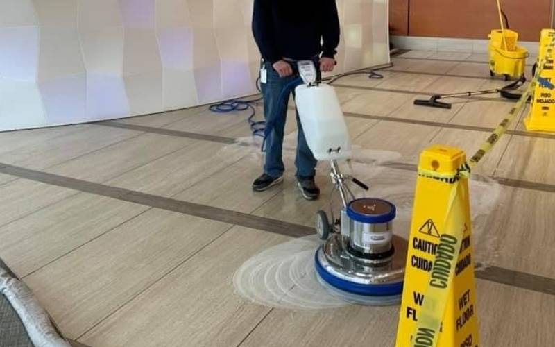 Office floor buffing