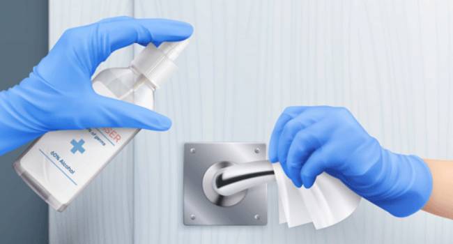 Sanitizing high-touch door handles to reduce virus spread